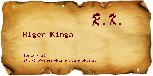 Riger Kinga névjegykártya
